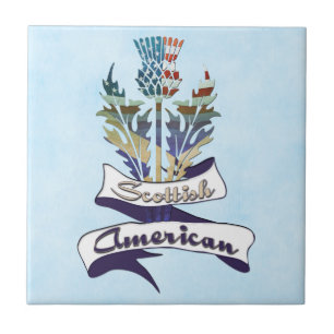 Scottish American Thistle Flags Tile