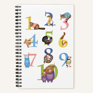 Scottish animals 1-10 numbers spiral notebook