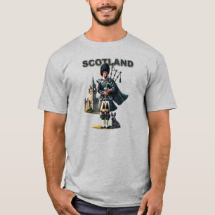 Scottish Bagpipe player with Scottish Terrier T-Shirt