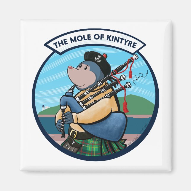 Scottish Bagpipe Playing Mole Of Kintyre Magnet (Front)