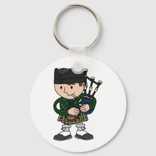 Scottish bagpiper playing bagpipes key ring