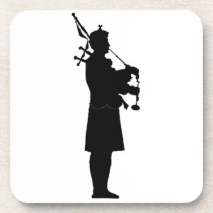 Scottish Bagpiper Silhouette Coaster