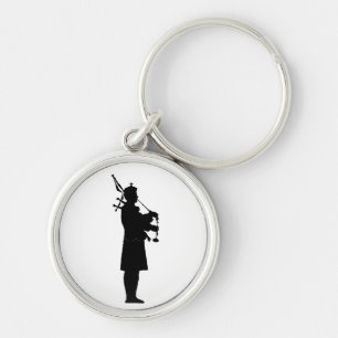 Scottish Bagpiper Silhouette Key Ring