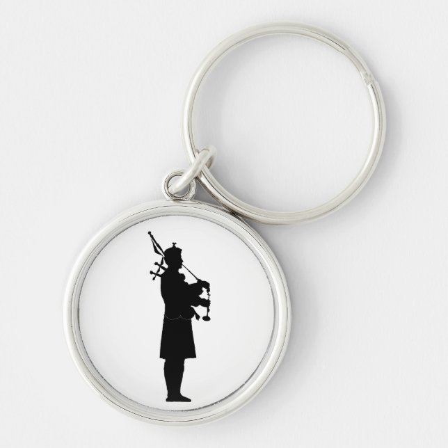 Scottish Bagpiper Silhouette Key Ring (Front)
