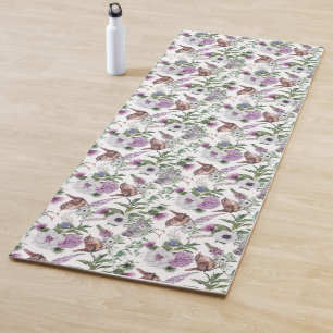 Scottish Bird Flowers and Thistle Yoga Mat