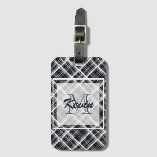 Scottish ,black and white ,tartan,stylish, classic luggage tag