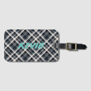 Scottish ,black and white ,tartan,stylish, classic luggage tag