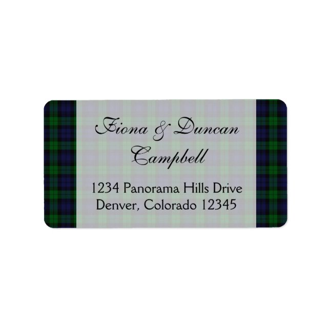 Scottish Black Watch Tartan Return Address Label (Front)