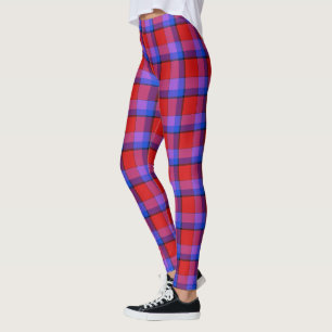 Scottish Blast Purple and Red Tartan Plaid Leggings