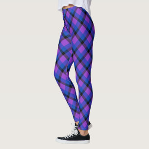 Scottish Blast Purple Blue and Black Tartan Plaid Leggings