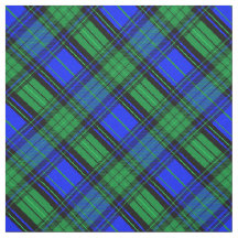 Scottish blue and green plaid,  diagonal fabric