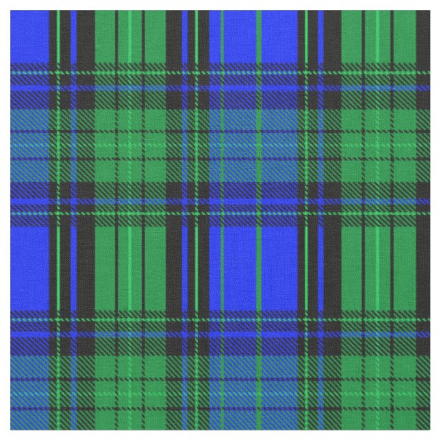 Scottish blue and green plaid,  fabric (Close Up)