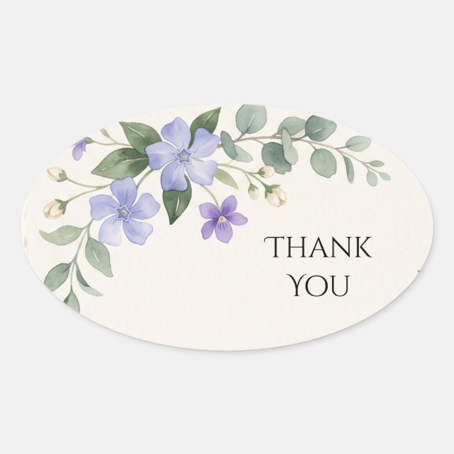 Scottish Bluebell Thistle Thank You Sticker (Front)