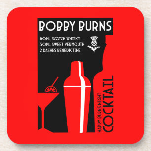 Scottish Bobby Burns Whiskey Cocktail Coaster