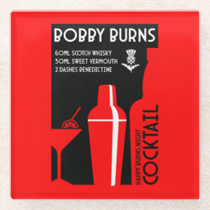 Scottish Bobby Burns Whiskey Cocktail Glass Coaster