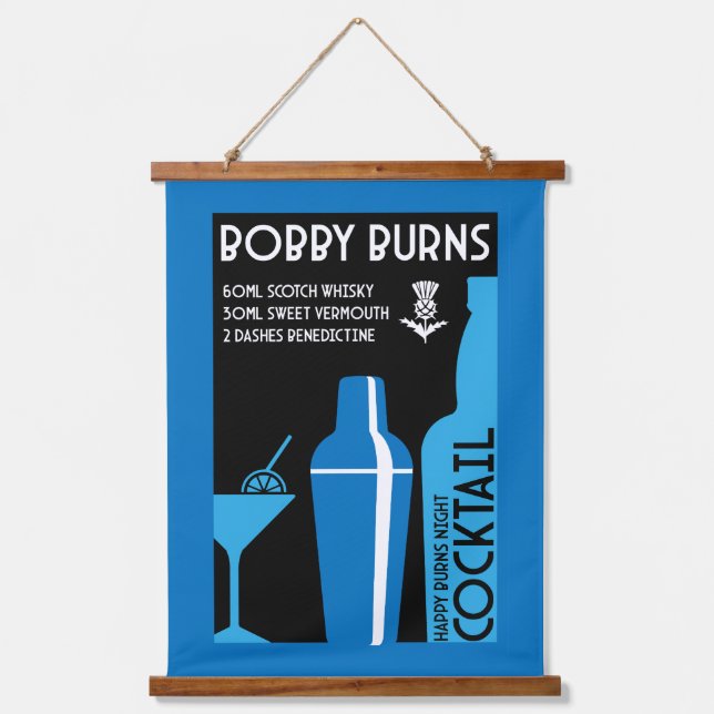 Scottish Bobby Burns Whiskey Cocktail Hanging Tapestry (Front)