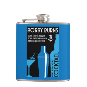 Scottish Bobby Burns Whiskey Cocktail Hip Flask