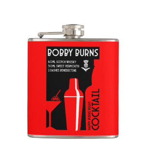 Scottish Bobby Burns Whiskey Cocktail Hip Flask