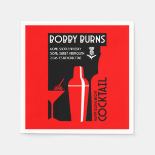 Scottish Bobby Burns Whiskey Cocktail Napkin