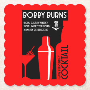 Scottish Bobby Burns Whiskey Cocktail Paper Coaster