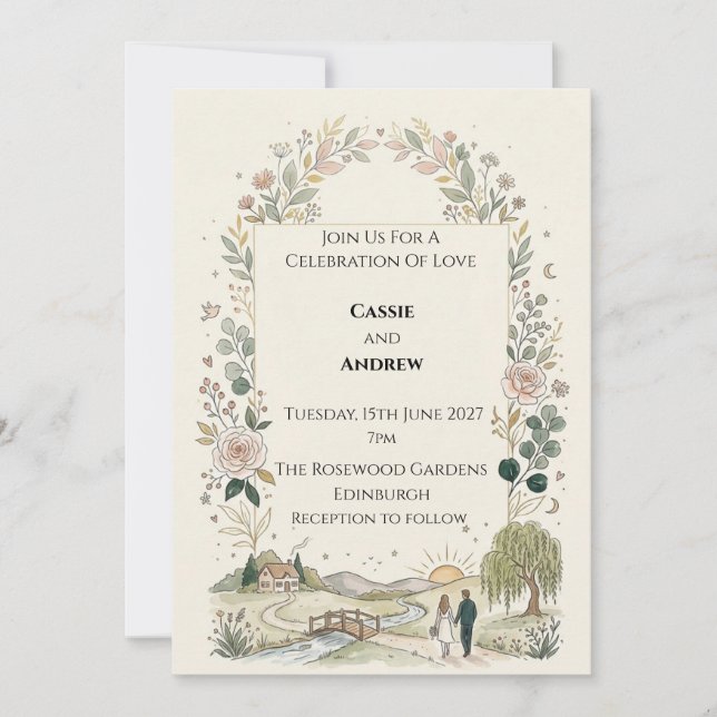Scottish Botanical Wedding Invitation (Front)