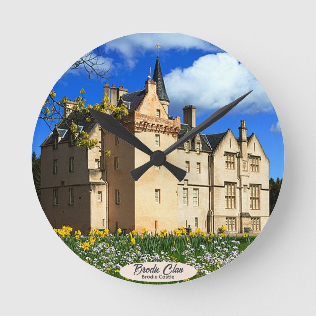 Scottish Brodie Clan's Castle Photo Wall Clock (Front)