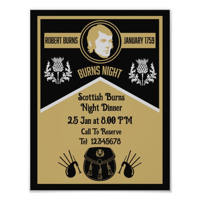 Scottish Burns Night Dinner Invite Photo Print (Front)