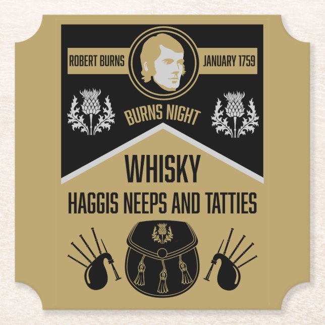 Scottish Burns Night Paper Coaster (Front)