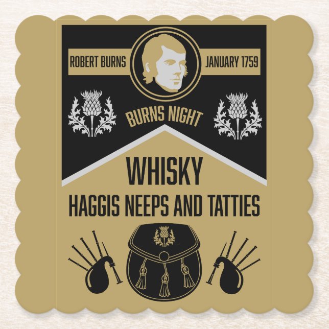 Scottish Burns Night Paper Coaster (Front)