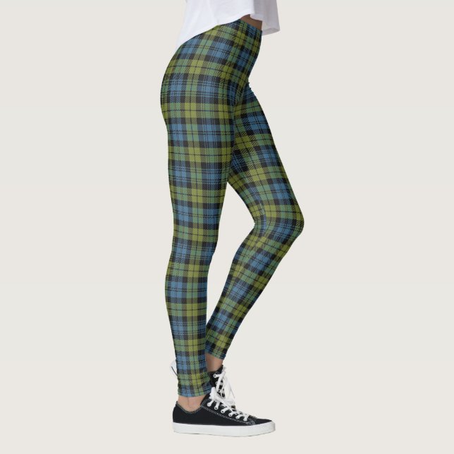 Scottish Campbell Blue and Green Tartan Plaid Leggings (Right)