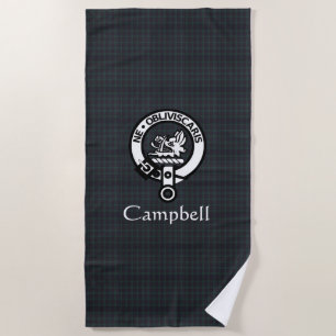 Scottish Campbell Crest Badge & Tartan  Beach Towel