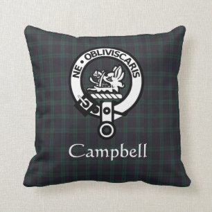 Scottish Campbell Crest Badge & Tartan Cushion