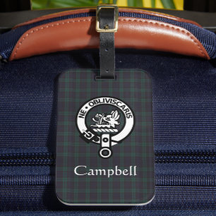 Scottish Campbell Crest Badge & Tartan  Luggage Tag