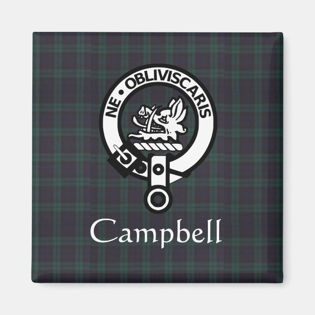 Scottish Campbell Crest Badge & Tartan  Magnet (Front)