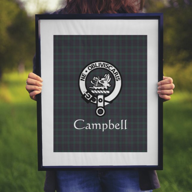 Scottish Campbell Crest Badge & Tartan  Poster (Creator Uploaded)