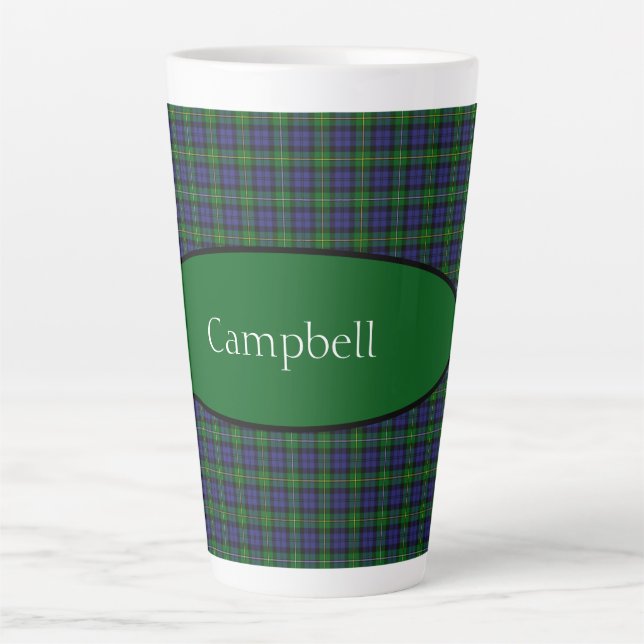 Scottish Campbell Family Tartan Personalised  Latte Mug (Front)