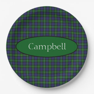 Scottish Campbell Family Tartan Personalised  Paper Plate