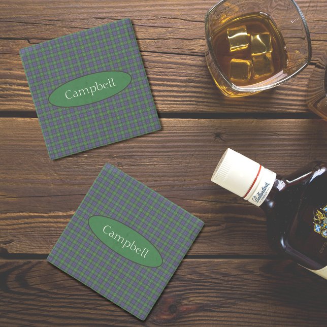 Scottish Campbell Family Tartan Personalised   Stone Coaster (Creator Uploaded)