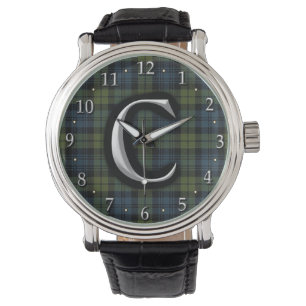 Scottish Campbell Letter C Monogram Tartan Watch
