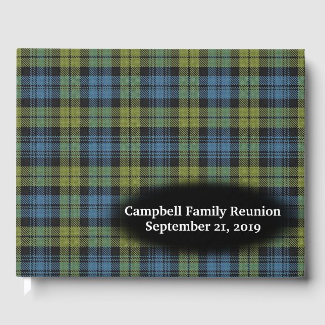 Scottish Campbell Tartan Plaid Family Reunion Guest Book (Front)