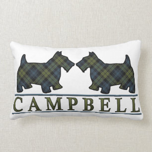 Scottish Campbell Tartan Scottie Dogs Lumbar Cushion
