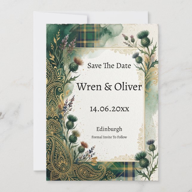 Scottish Canadian Heritage Save the Date Card (Front)