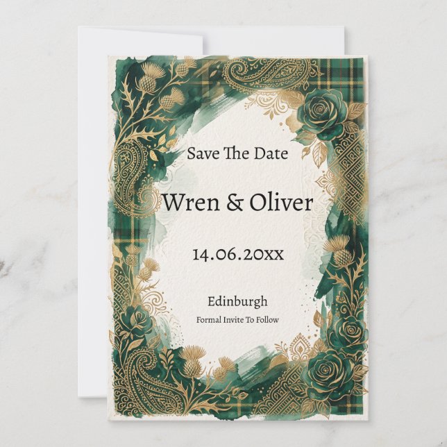 Scottish Canadian Heritage Save the Date Card (Front)