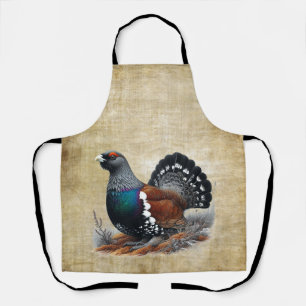 Scottish Capercaillie on Heather Pen and Ink Apron