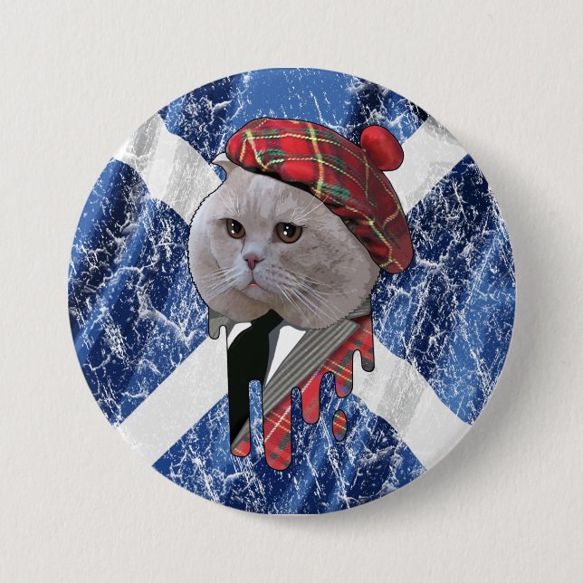 Scottish cat 7.5 cm round badge (Front)