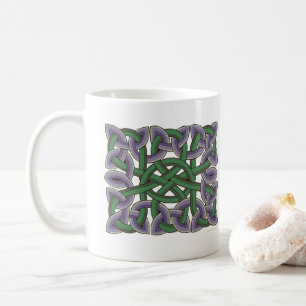 Scottish Celtic Knot Painting in Purple and Green Coffee Mug