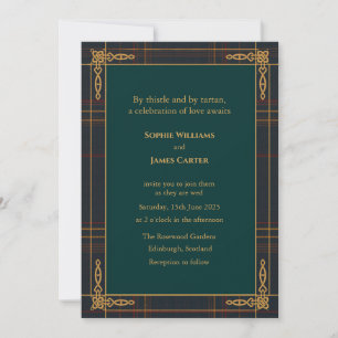 Scottish Celtic Knotwork Wedding Invitation   Dark