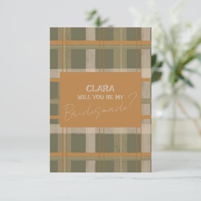 Scottish Celtic Tartan Pattern Wedding Bridesmade Invitation (Standing Front)