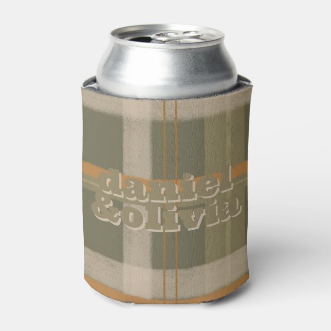 Scottish Celtic Tartan Pattern Wedding Can Cooler (Can Front)