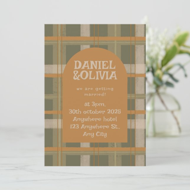 Scottish Celtic Tartan Pattern Wedding Invitation (Standing Front)